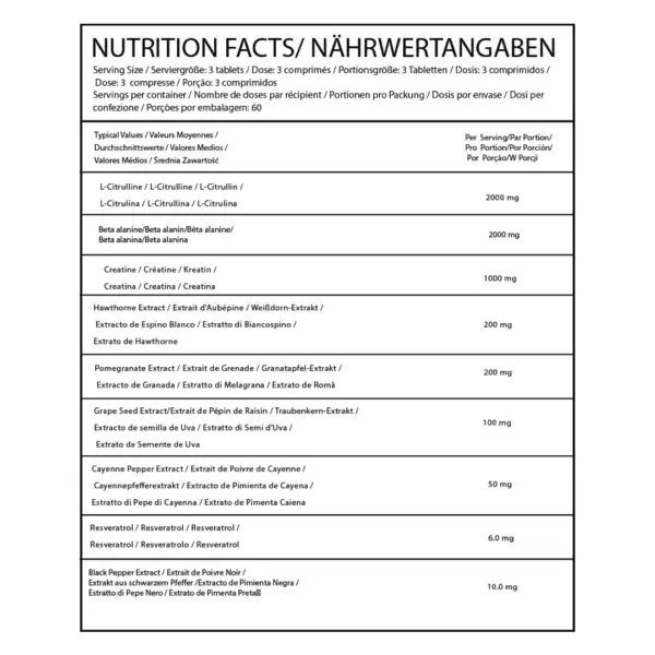 Nutritional Facts- Nitric Oxid