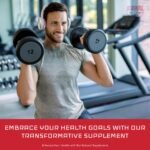 A muscular man in a gym, showcasing strength training and intense workout in a modern fitness environment